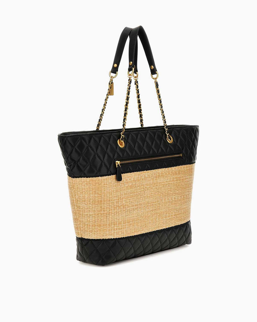 Guess Delfa Tote Omuz Çantası Natural - Black