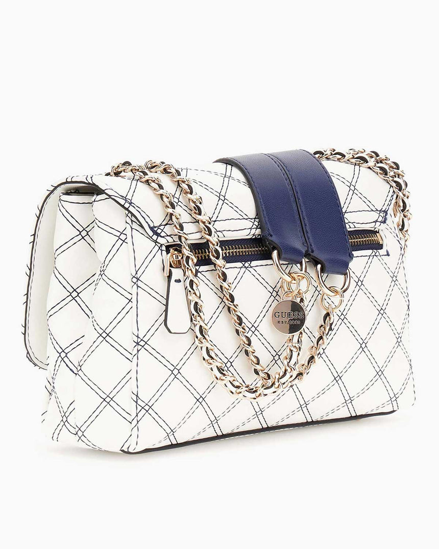 Guess Cruise Vibe Convertible Logolu Omuz Çantası White/Navy