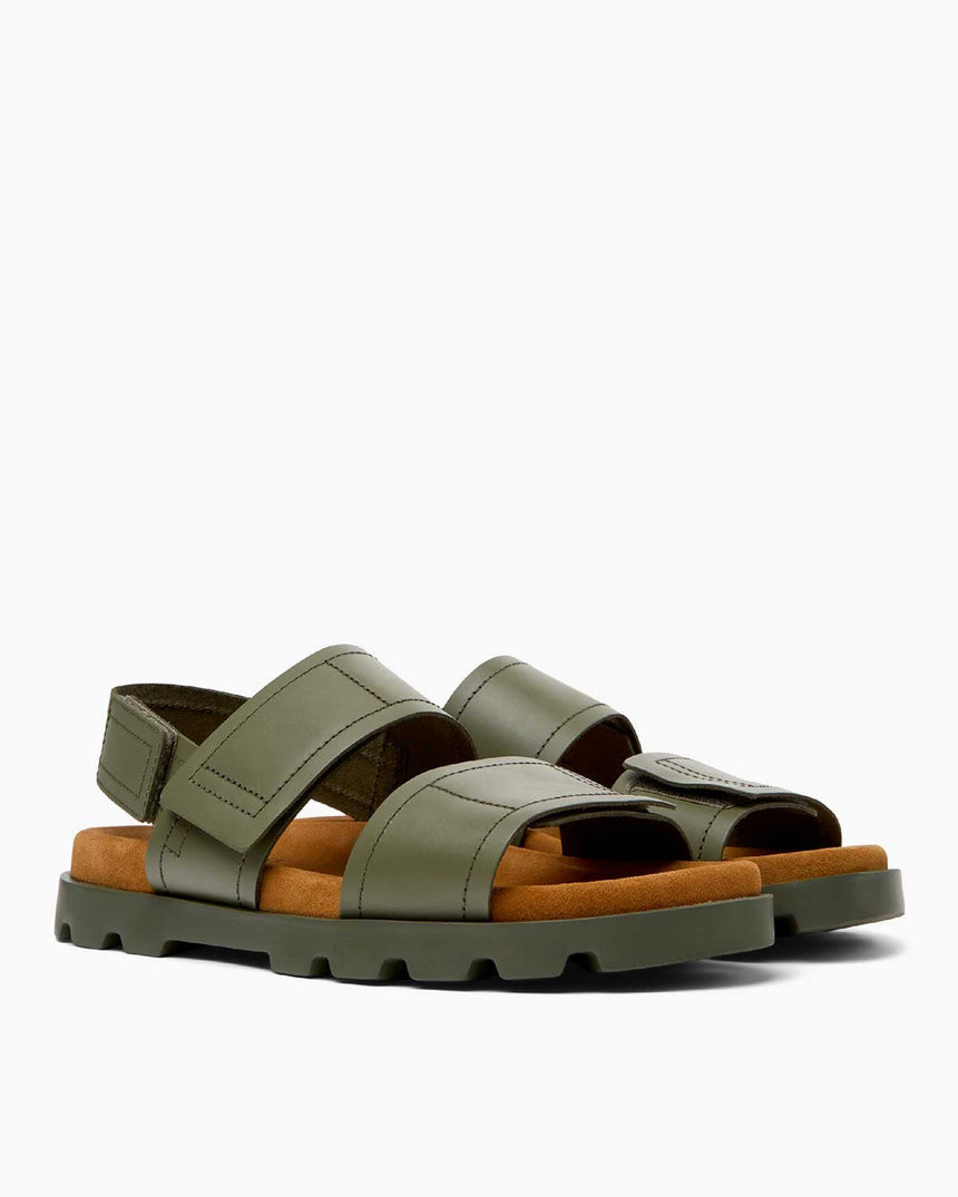 Camper Brutus Hakiki Deri Sandalet Yeşil