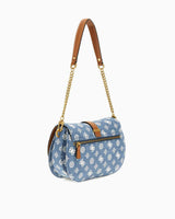 Guess Kuba Top Zip Shoulder Bag Omuz Çantası Denim Logo