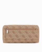 Guess Brenton Fermuarlı Büyük Boy Kadın Cüzdan Latte Logo