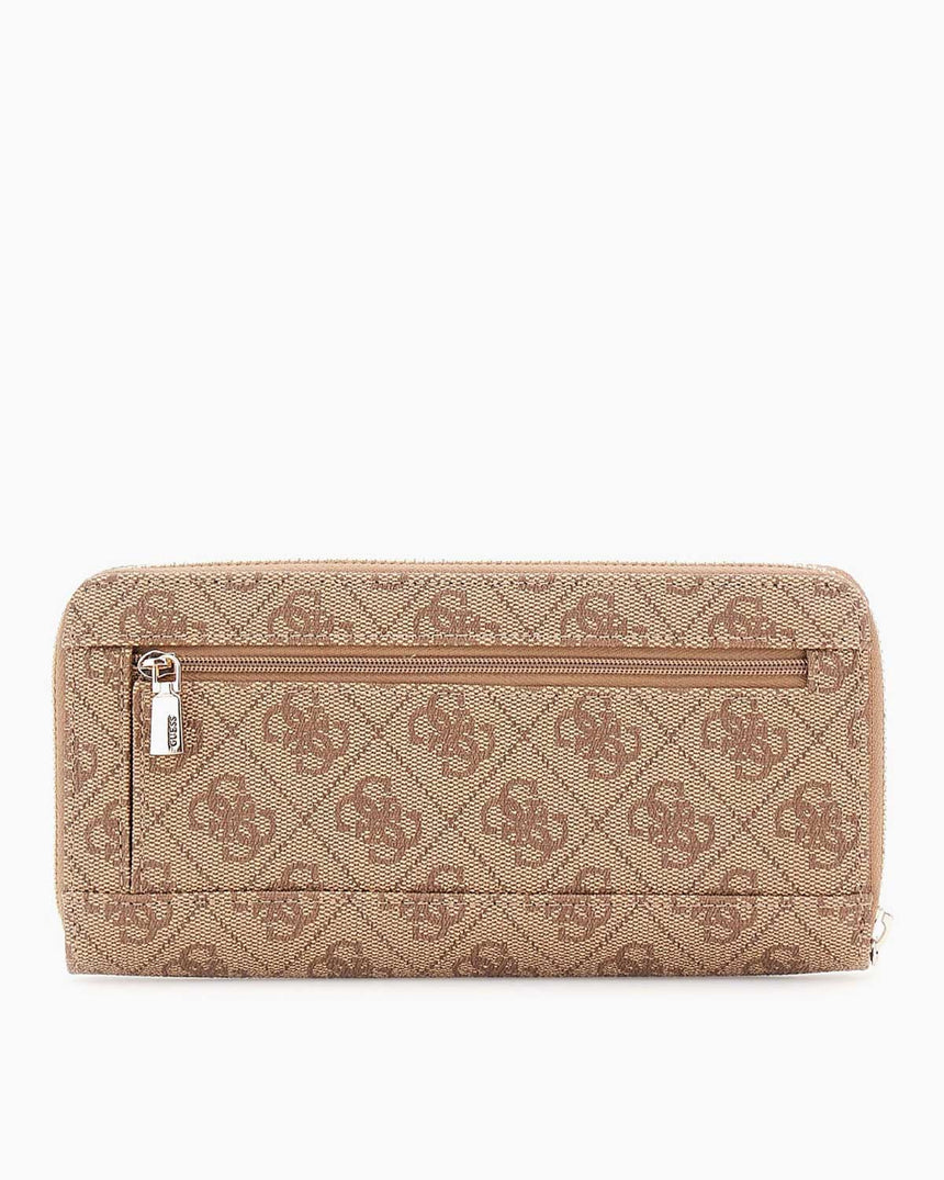 Guess Brenton Fermuarlı Büyük Boy Kadın Cüzdan Latte Logo