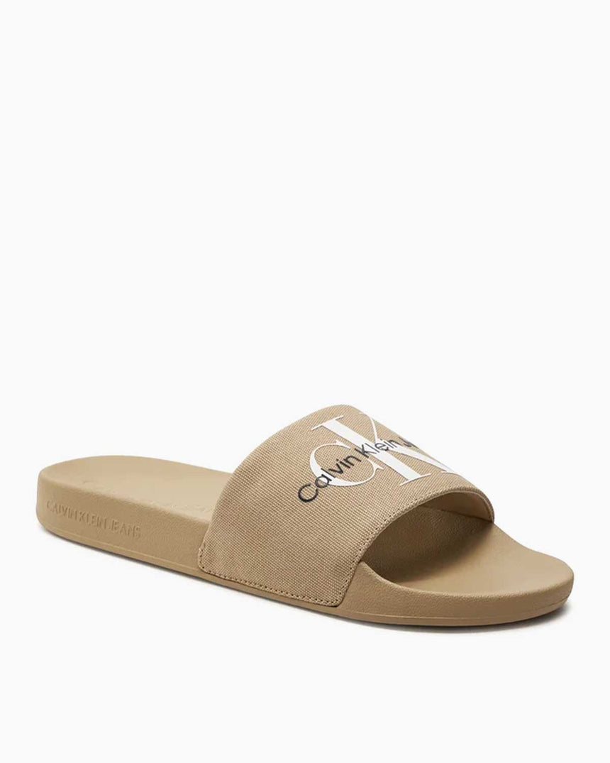 Calvin Klein Slide Monogram Erkek Terlik White Pepper/Bright White