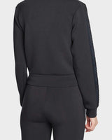 Guess New Allie Logo Şeritli Fermuarlı Sweatshirt Jet Black A996