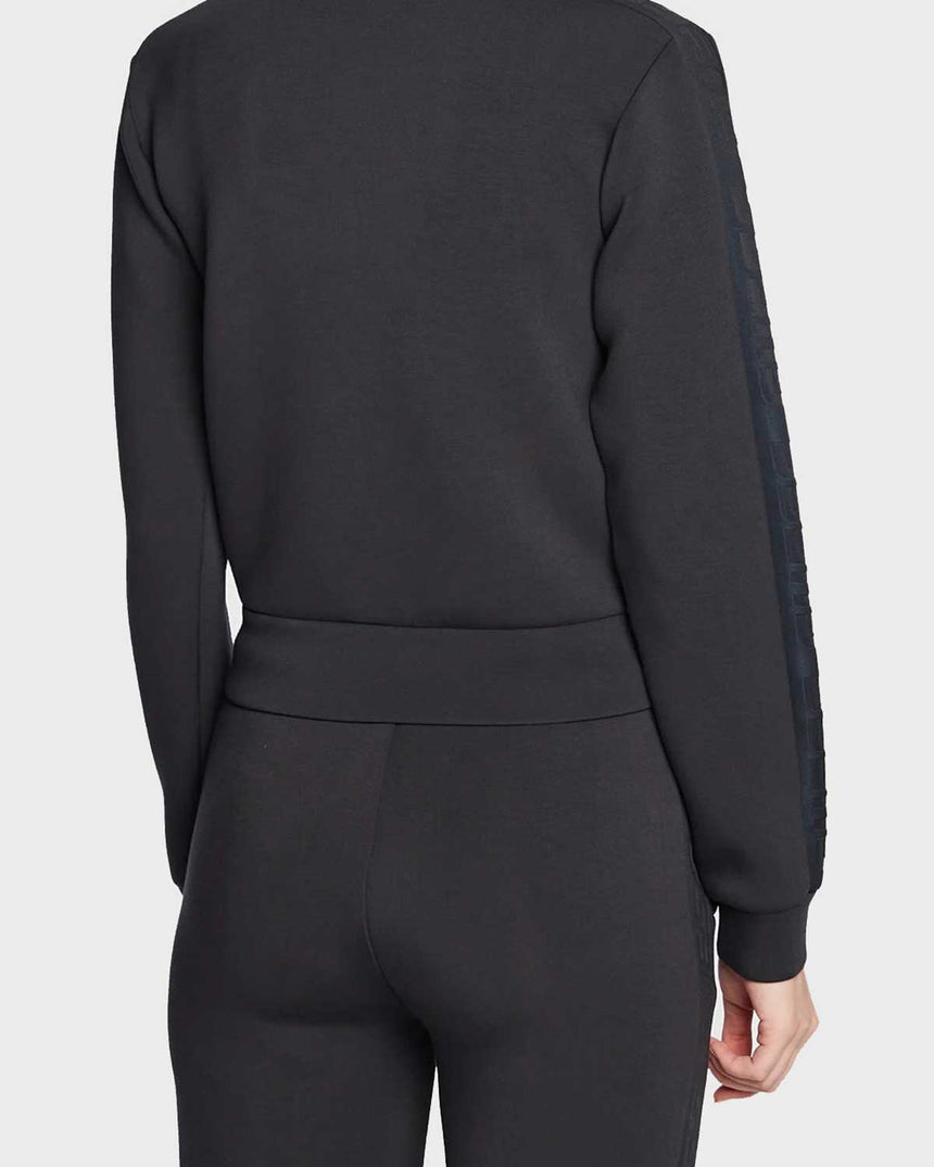 Guess New Allie Logo Şeritli Fermuarlı Sweatshirt Jet Black A996