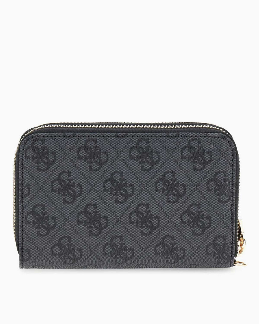 Guess Access Orta Boy Çift Fermuarlı Kadın Cüzdan Coal Logo