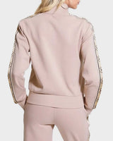 Guess Britney Logo Şeritli Fermuarlı Sweatshirt Posh Taupe