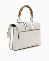 Guess Flap Canvas Small Tote El Çantası Natural / Dove Logo