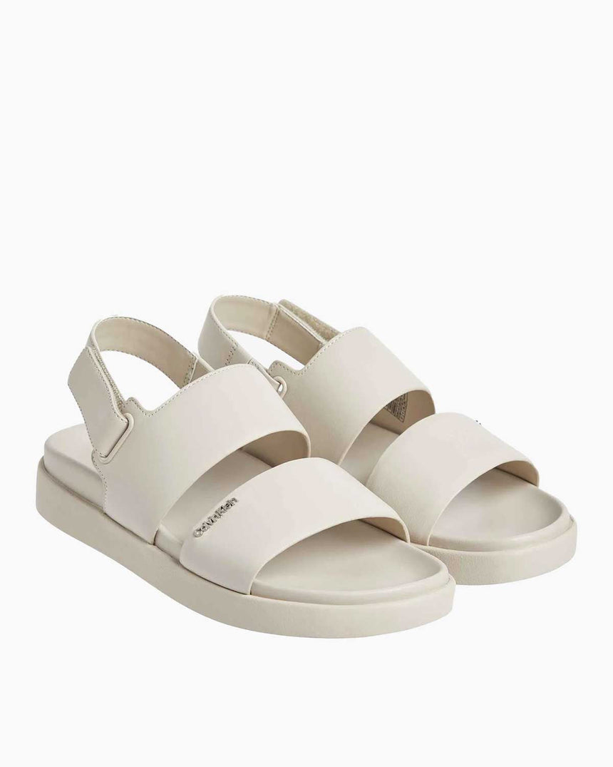 Calvin Klein Flat Sandal Metal Logolu Kadın Sandalet Stony Beige