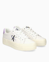 Calvin Klein Flatform Lace Up Sneakers Bright White/Pastel Lilac/Creamy