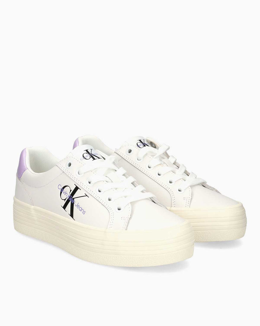 Calvin Klein Flatform Lace Up Sneakers Bright White/Pastel Lilac/Creamy
