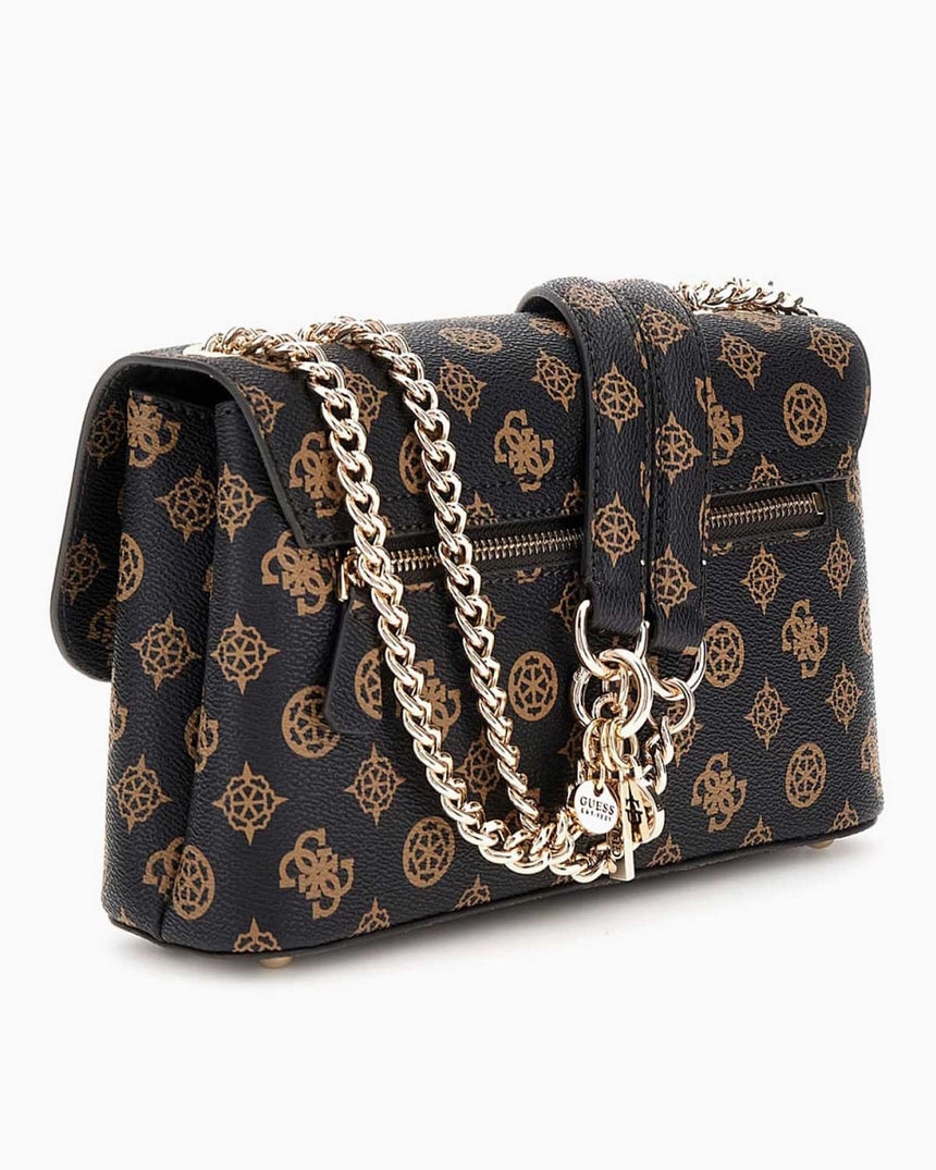 Guess Eco Erica Zincir Detaylı Omuz Çantası Mocha Logo