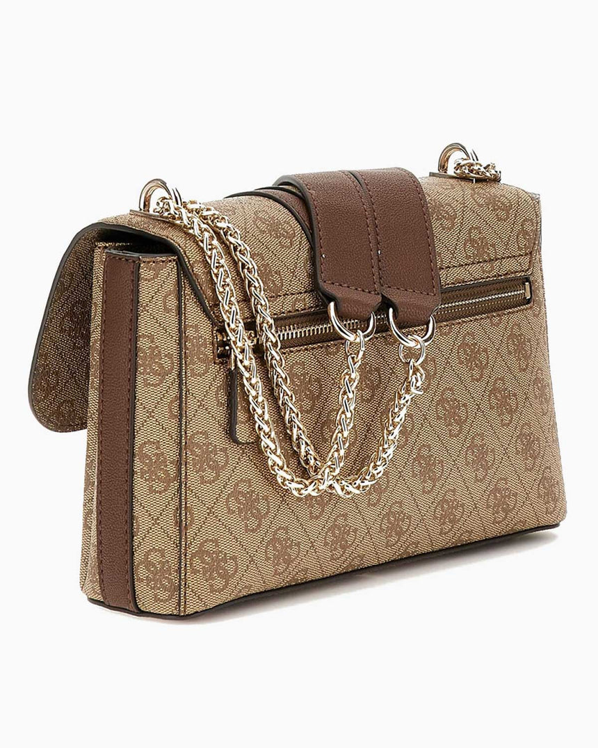 Guess Noreen Convertible Monogram Çapraz Askılı Çanta Latte Logo / Brown