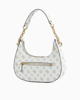 Guess Kuba Top Compartment Monogram Omuz Çantası White Logo