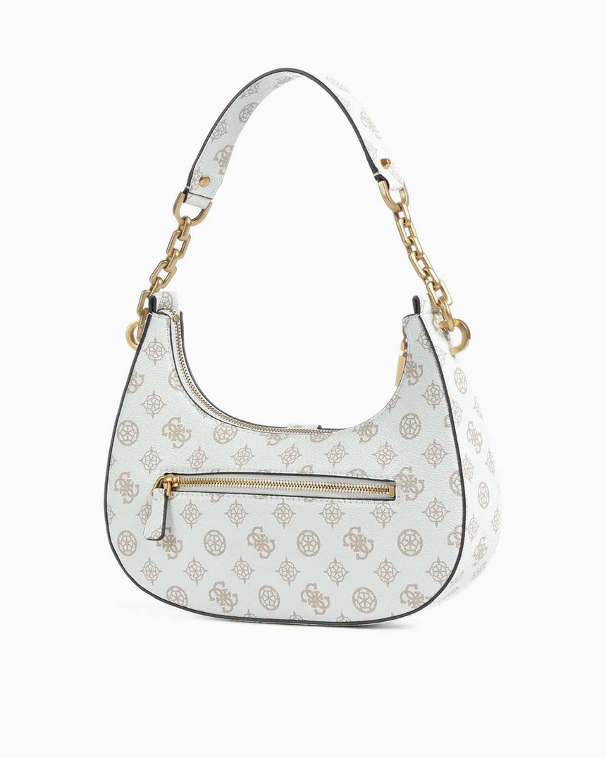 Guess Kuba Top Compartment Monogram Omuz Çantası White Logo