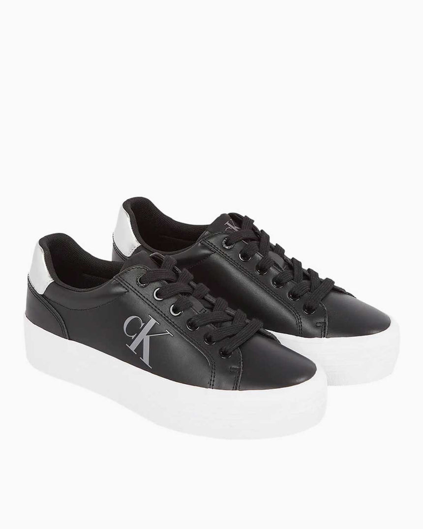 Calvin Klein Jeans Bold Flatform Lace Up Sneakers Black/Silver