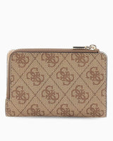 Guess Access Laurel II Fermuarlı Kartlıklı Kadın Cüzdan Latte Logo
