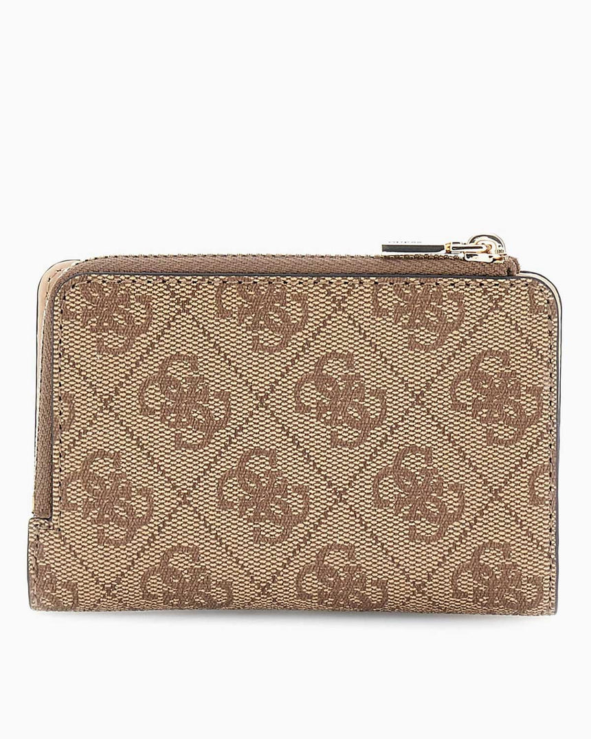 Guess Access Laurel II Fermuarlı Kartlıklı Kadın Cüzdan Latte Logo