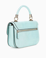 Guess Orlina Society Logo Kapaklı El Çantası Aqua Marine