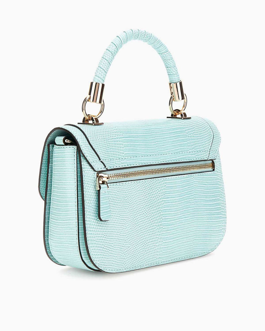 Guess Orlina Society Logo Kapaklı El Çantası Aqua Marine