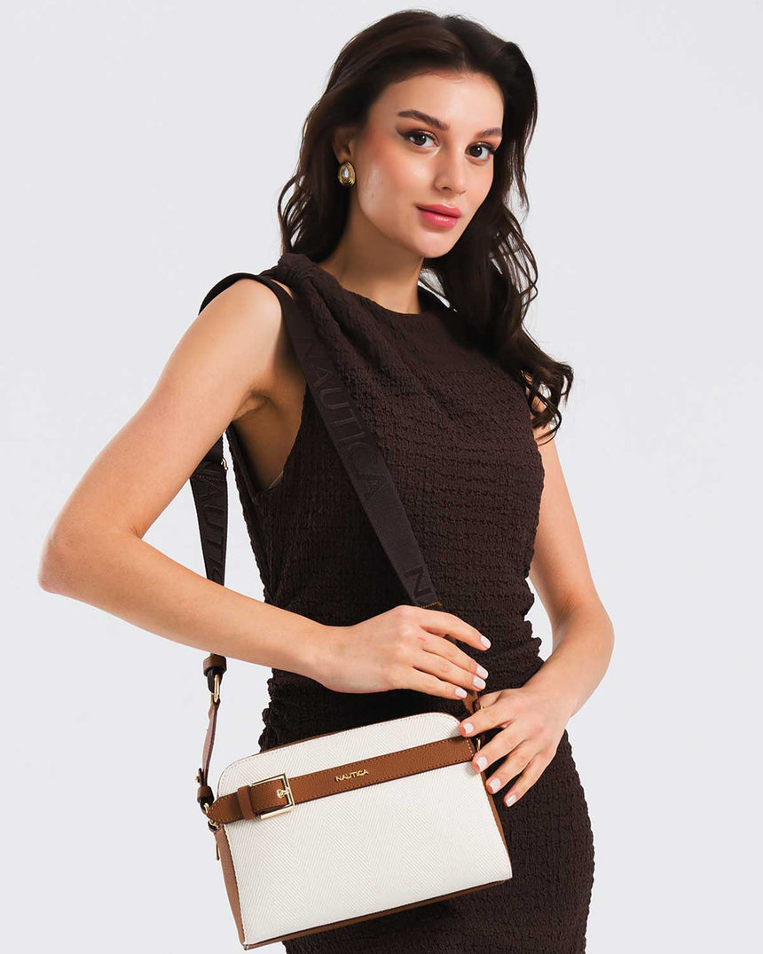 Nautica Logolu Omuz Çantası Bej - Taba