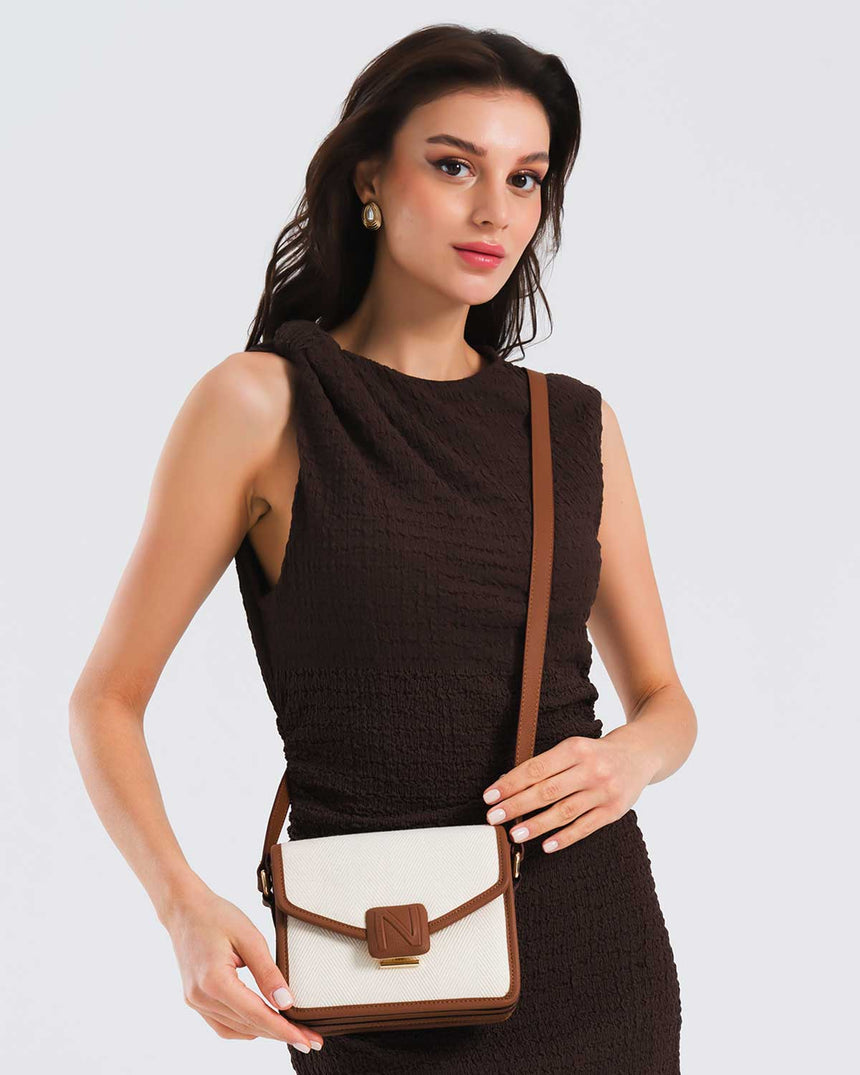 Nautica Logolu Omuz Çantası Bej - Taba