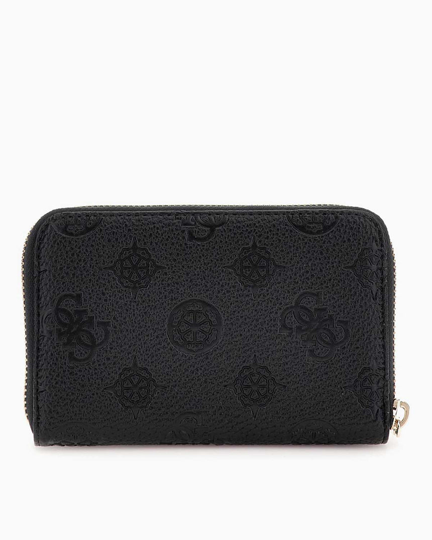 Guess Cresidia II Orta Boy Fermuarlı Kadın Cüzdan Black Logo