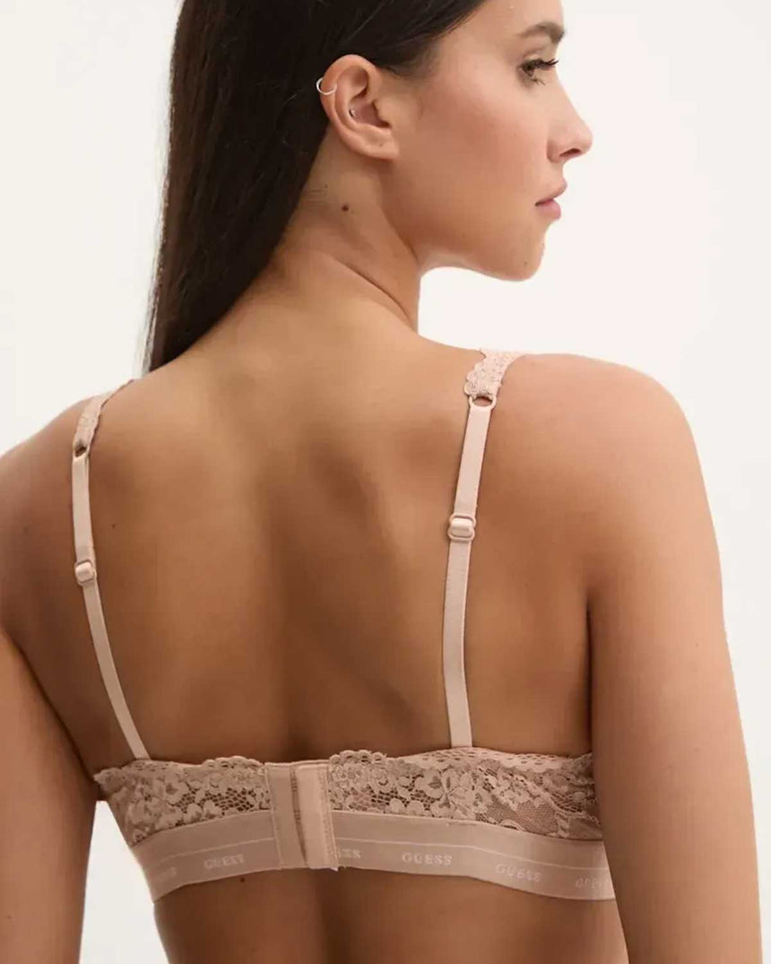 Guess Jane Padded Logo Yazı Detaylı Sütyen Cappuccino Tan