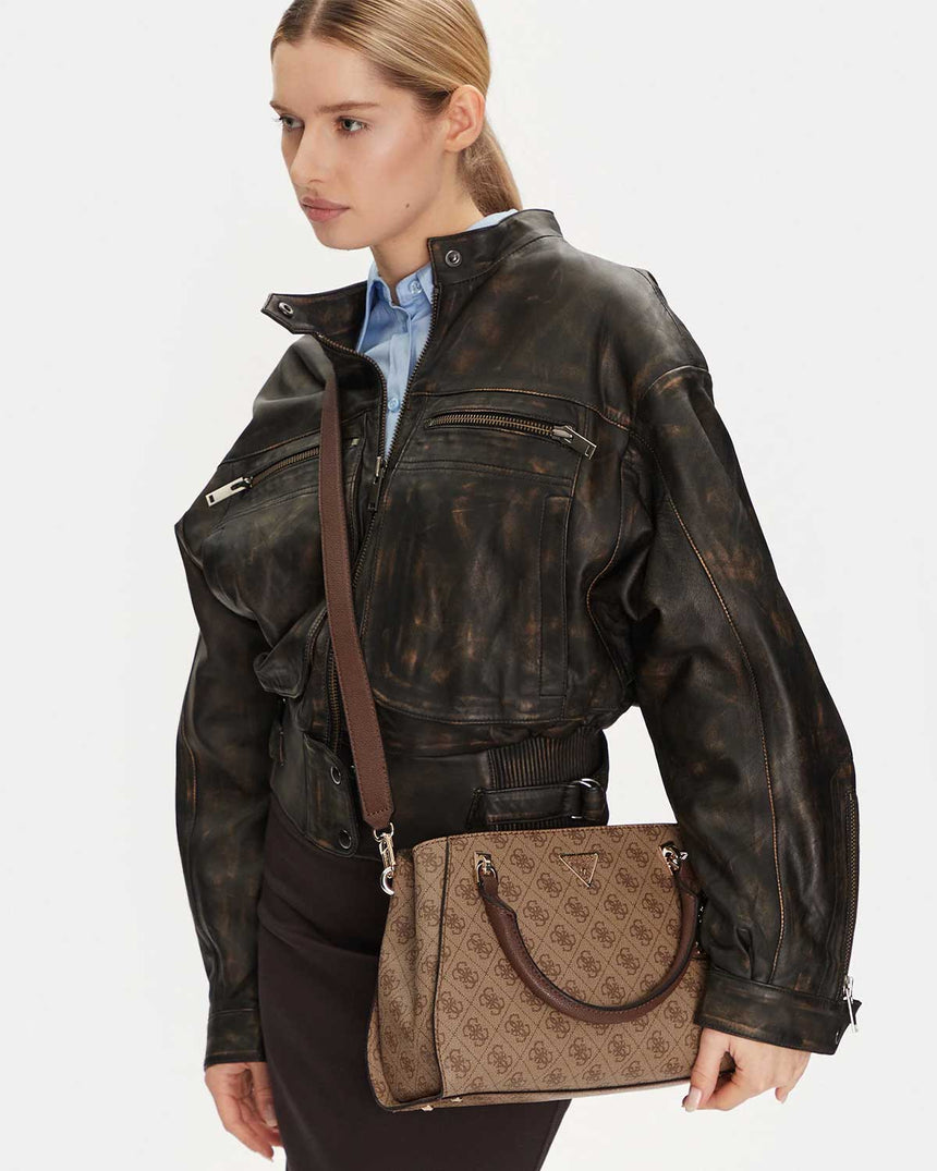 Guess Noelle Girlfriend Aksesuar Detaylı El Çantası Latte Logo / Brown