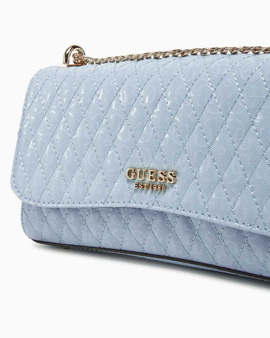 Guess Betula Convertible Flap Zincir Detaylı Parlak Omuz Çantası Stormy Blue
