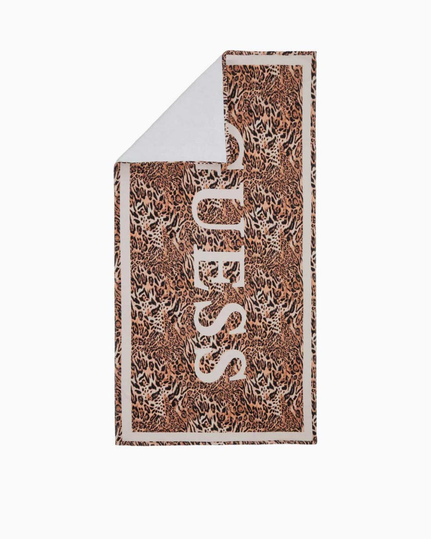 Guess Printed Towel Plaj Havlusu Iconıc Leopard Combo