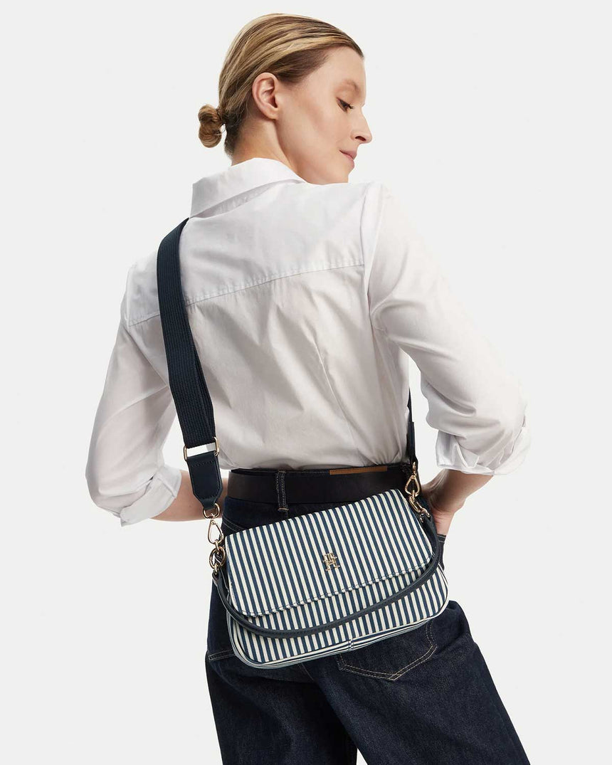 Tommy Hilfiger Poppy Summer Conv Kadın Çapraz Askılı Çanta Space Blue Stripes