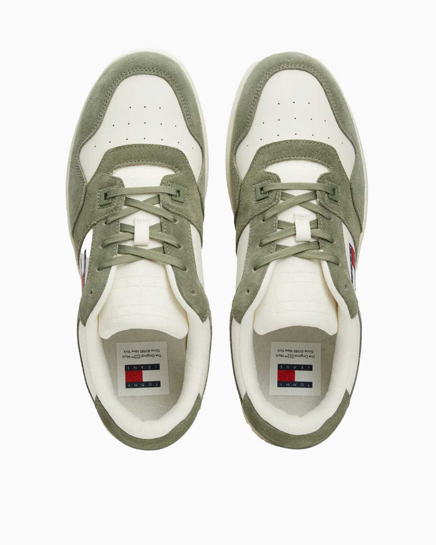 Tommy Hilfiger Basket Leather Logolu Sneaker Washed Army