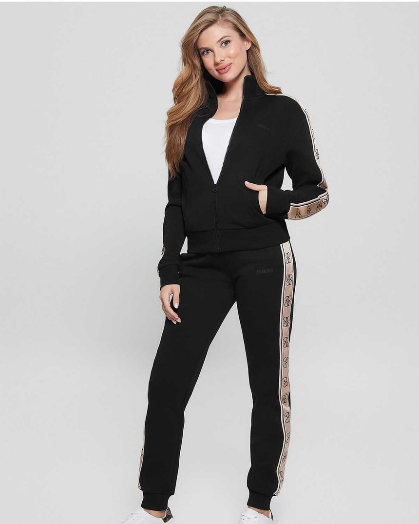 Guess Britney Logo Şeritli Fermuarlı Sweatshirt