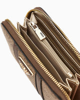 Guess Noreen Slg Medium Monogram Desenli Cüzdan Latte Logo / Brown
