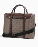 Guess Monogram Baskılı Evrak Çantası Beige / Brown