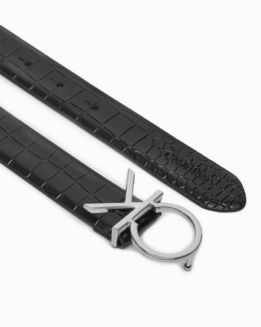 Calvin Klein Logo Fixed Belt Kemer Ck Black Croco