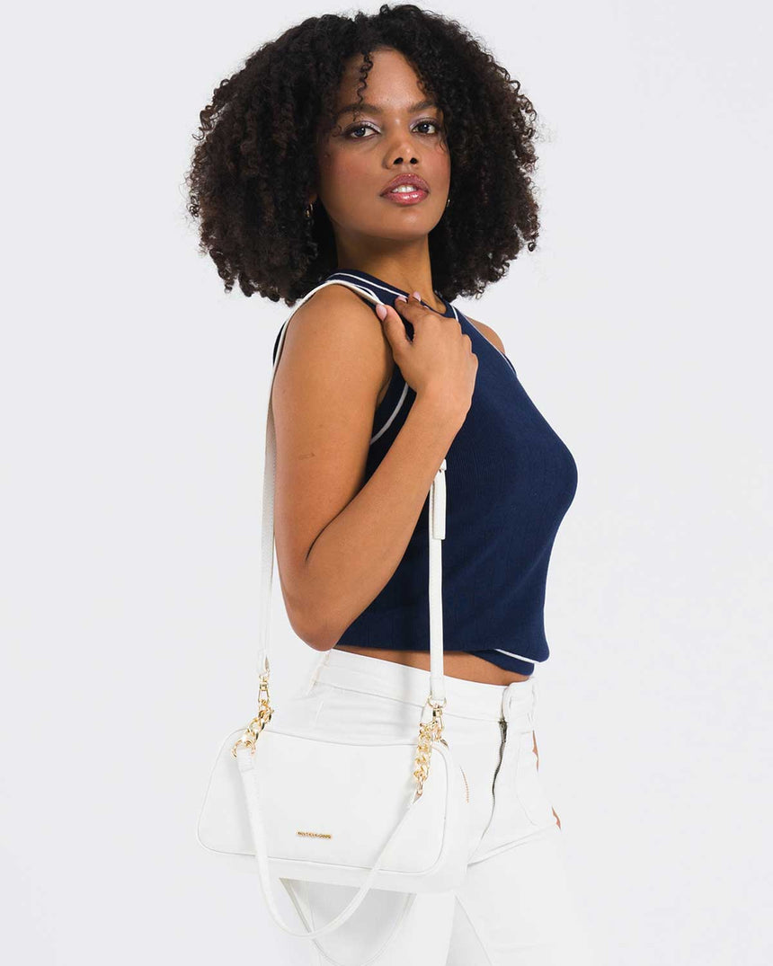 Us Polo Assn Zincir Detaylı Omuz Çantası Beyaz