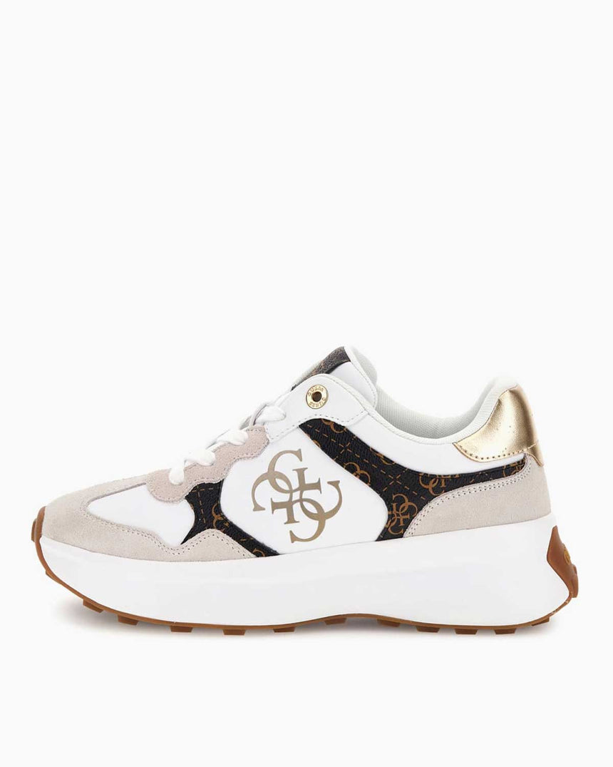 Guess Luckei Monogram Logolu Sneaker White Brown