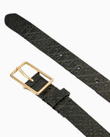 Calvin Klein Logo Desenli 25mm Kadın Kemer BLACK / ANTIQUE LIGHT GOLD