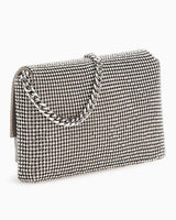 Guess Zalina Flap Clutch Zincir Detaylı Taşlı El Çantası Silver