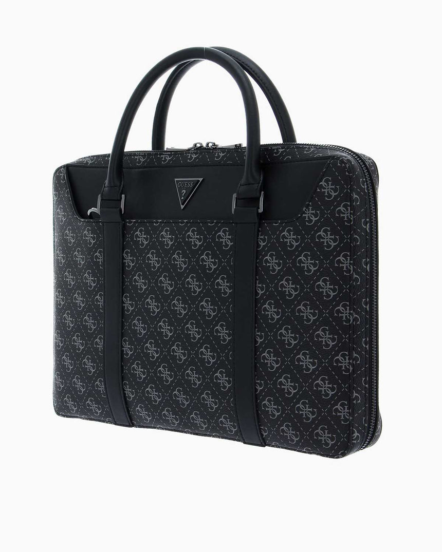 Guess Monogram Baskılı Evrak Çantası Dark Black
