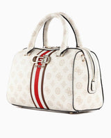 Guess Nelka Box Satchel Speedy El Çantası Cream Logo