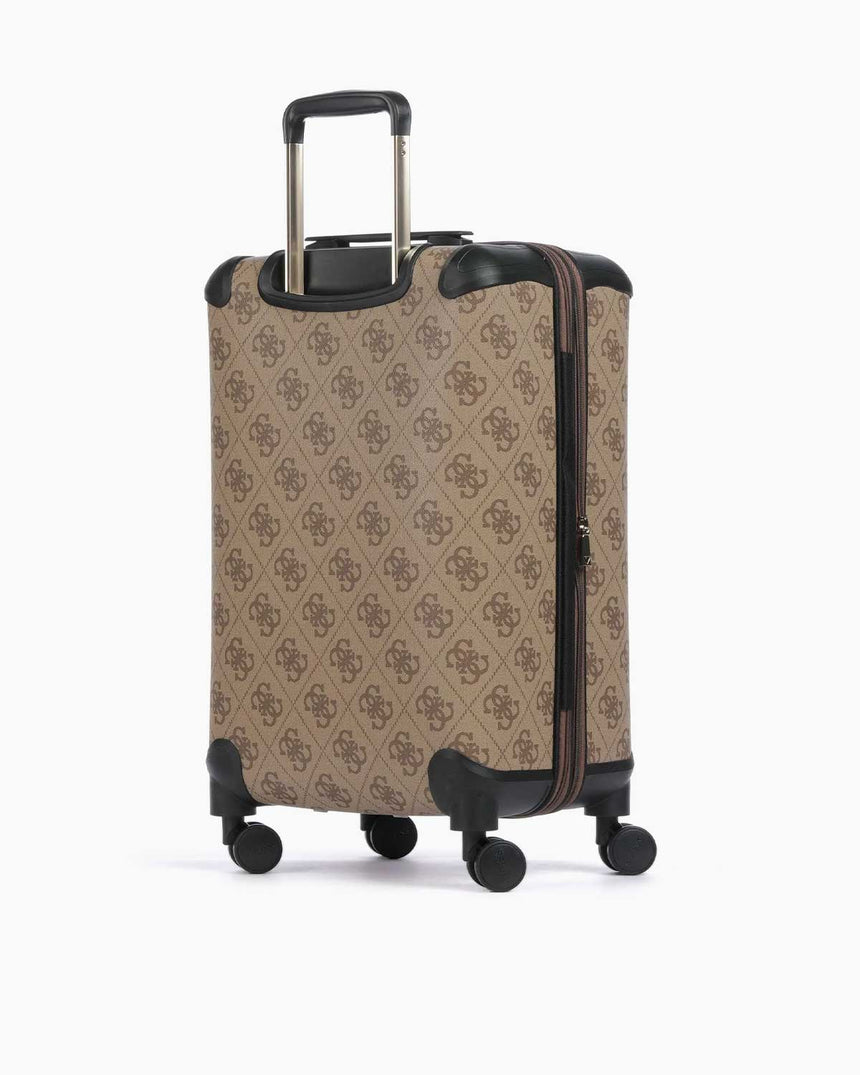 Guess Berta 22 In 8-Wheeler Monogram Desenli Orta Boy Valiz Latte Logo / Brown