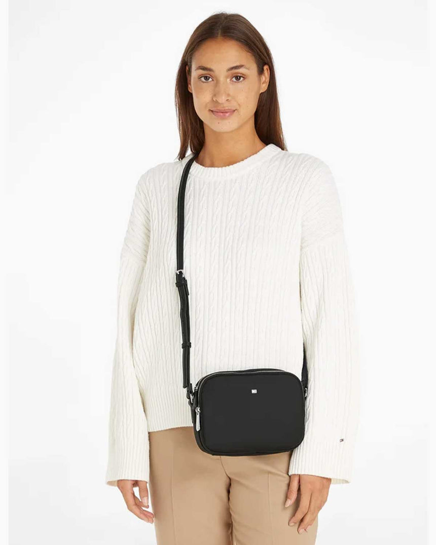 Tommy Hilfiger Poppy Çift Fermuarlı Çapraz Askılı Çanta Black