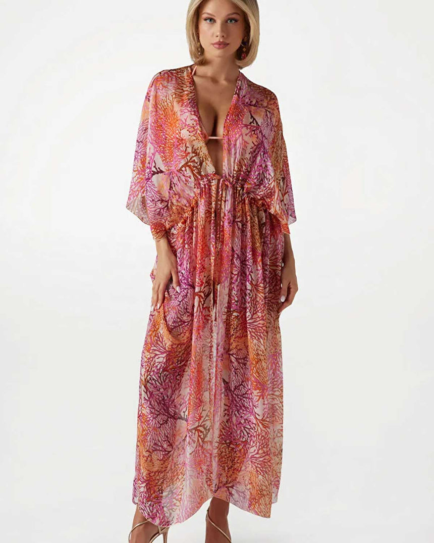 Guess Logolu Kimono Shaded Flower Big Ao