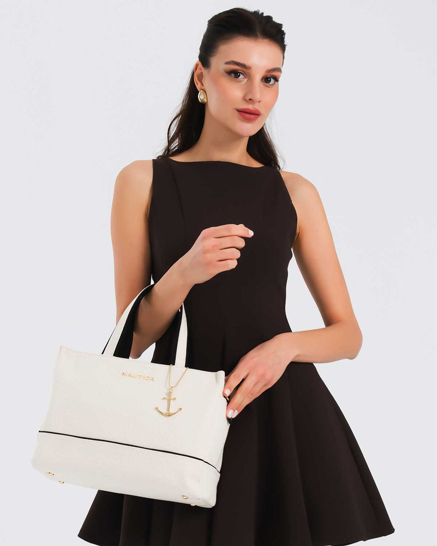 Nautica Ladies Logolu Çapraz Askılı Çanta Bej - Siyah