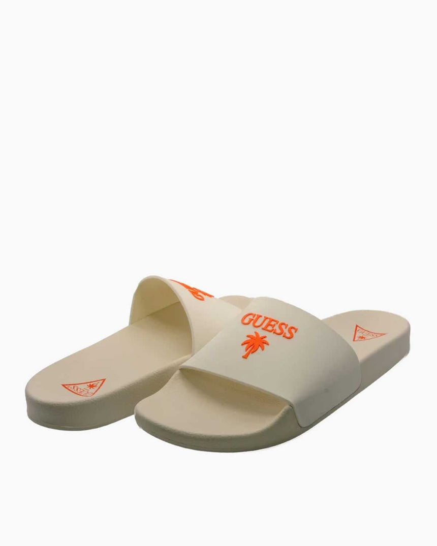 Guess Logo Yazılı Terlik Pure White