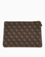 Guess Hull Medium Pouch Monogram Portföy Çanta Brown/Ochre