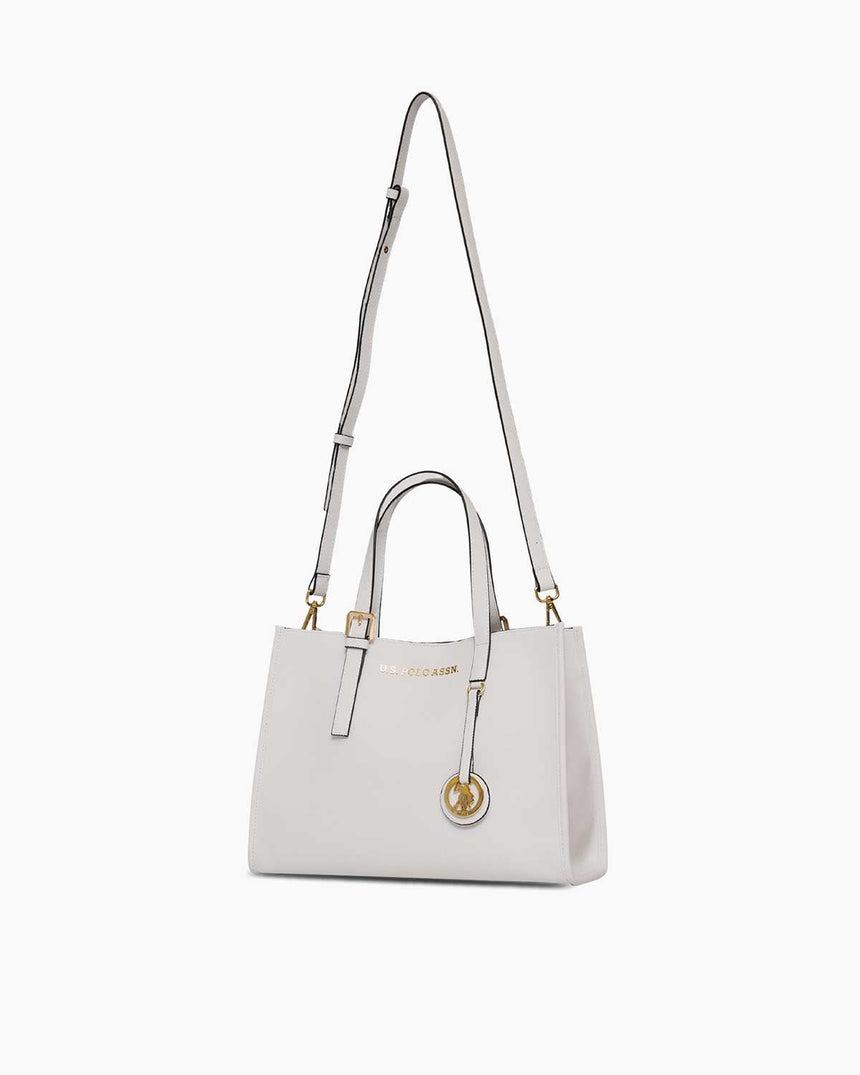 Us Polo Assn Logo Detaylı Aksesuarlı El Çantası Beyaz